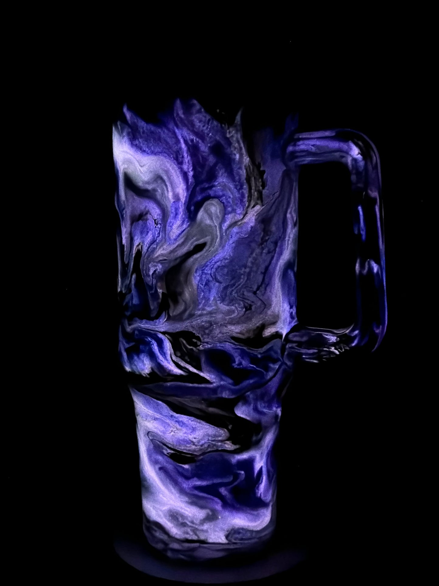 40oz adventure Blue, silver and Black with Glow Brandon
