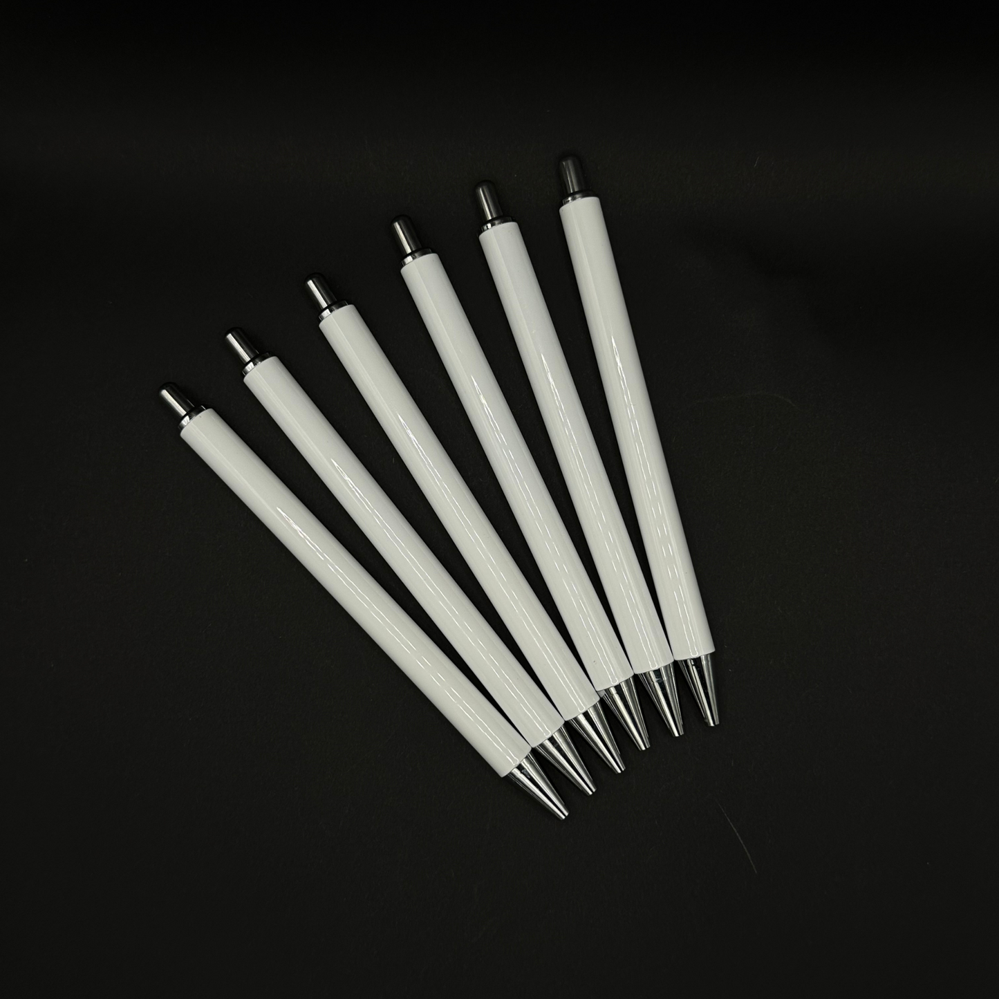 6 White Stainless Steel Pens (1 Refill per pen)