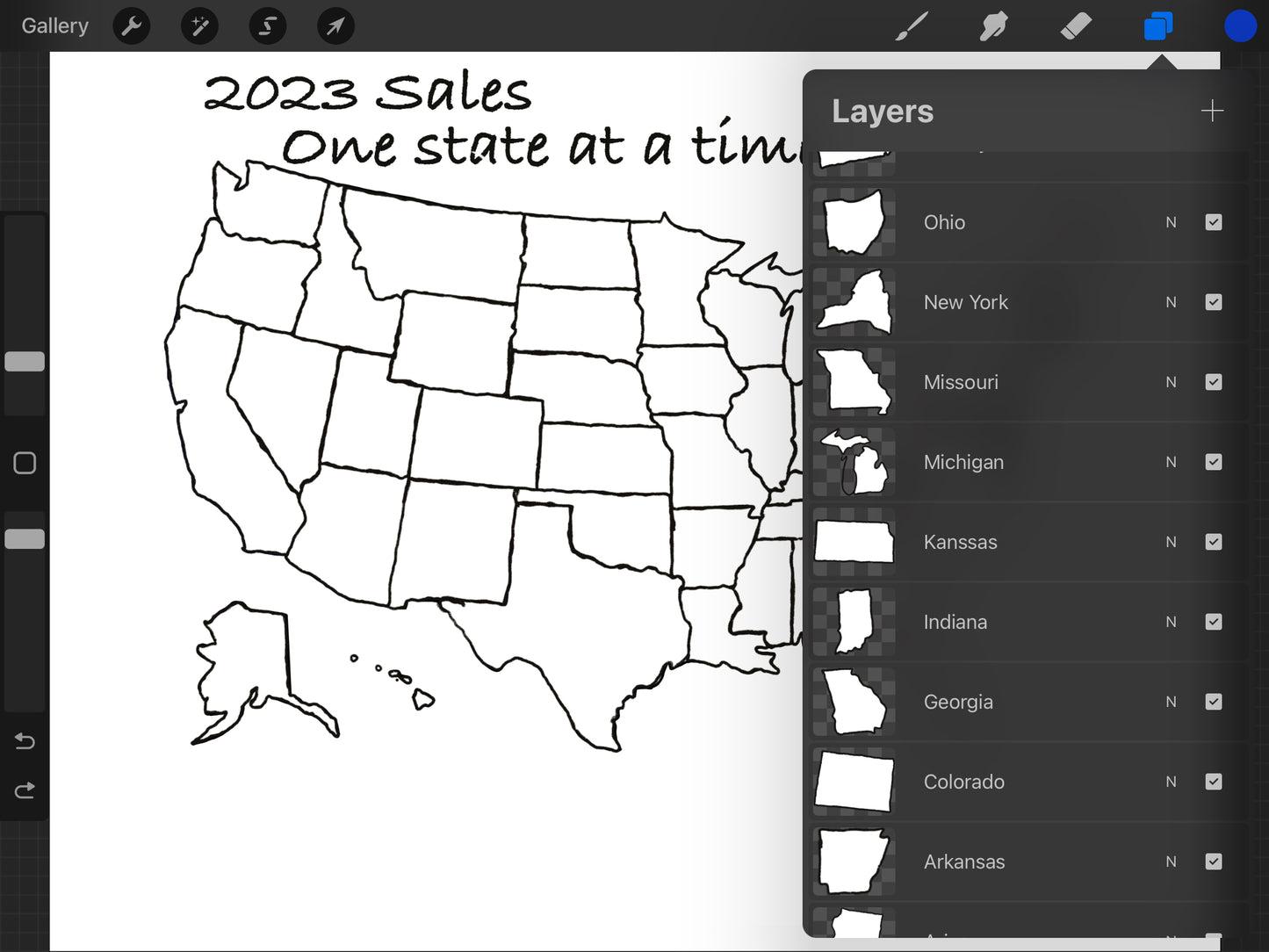 Procreate One Sale At A Time Map