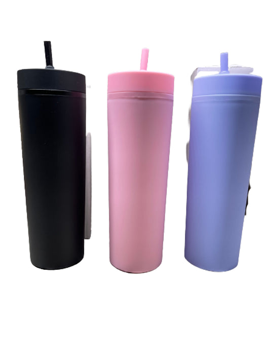 16 oz Pink Plastic Skinny