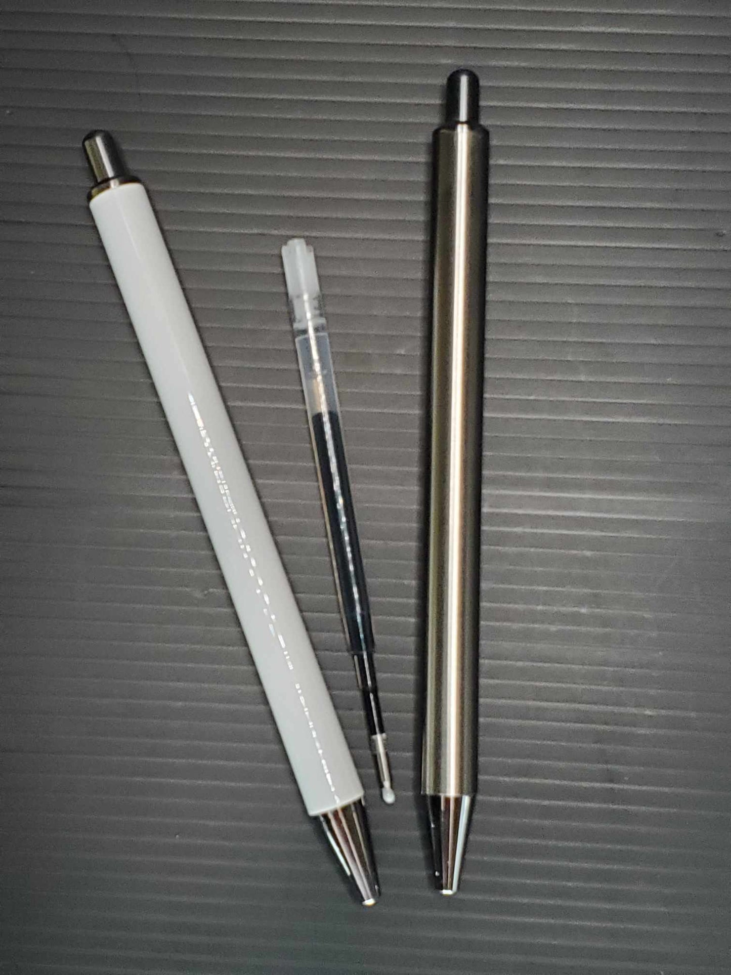 6 White Stainless Steel Pens (1 Refill per pen)