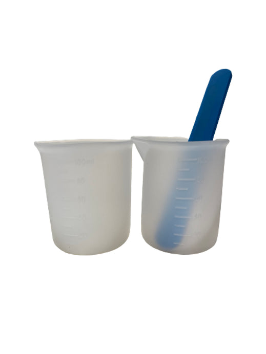 2 Silicone cups with stir stick